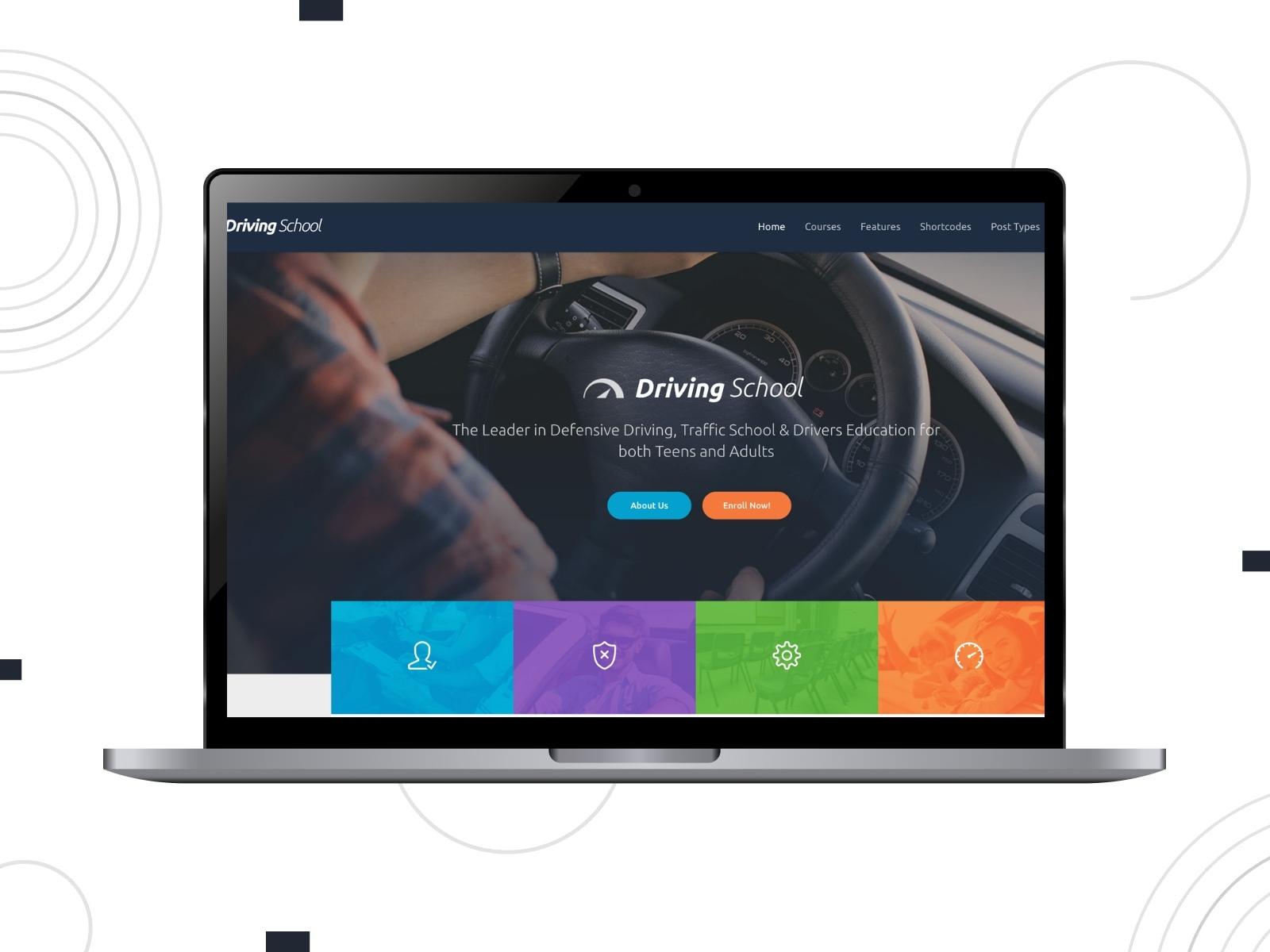 Collage of the Driving School demo website.