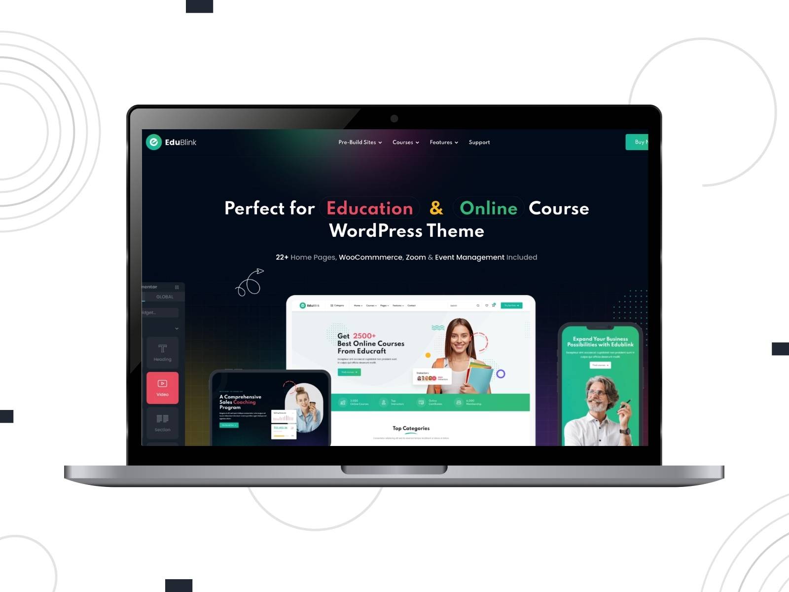 Collage of the Edublink wordpress theme demo website.