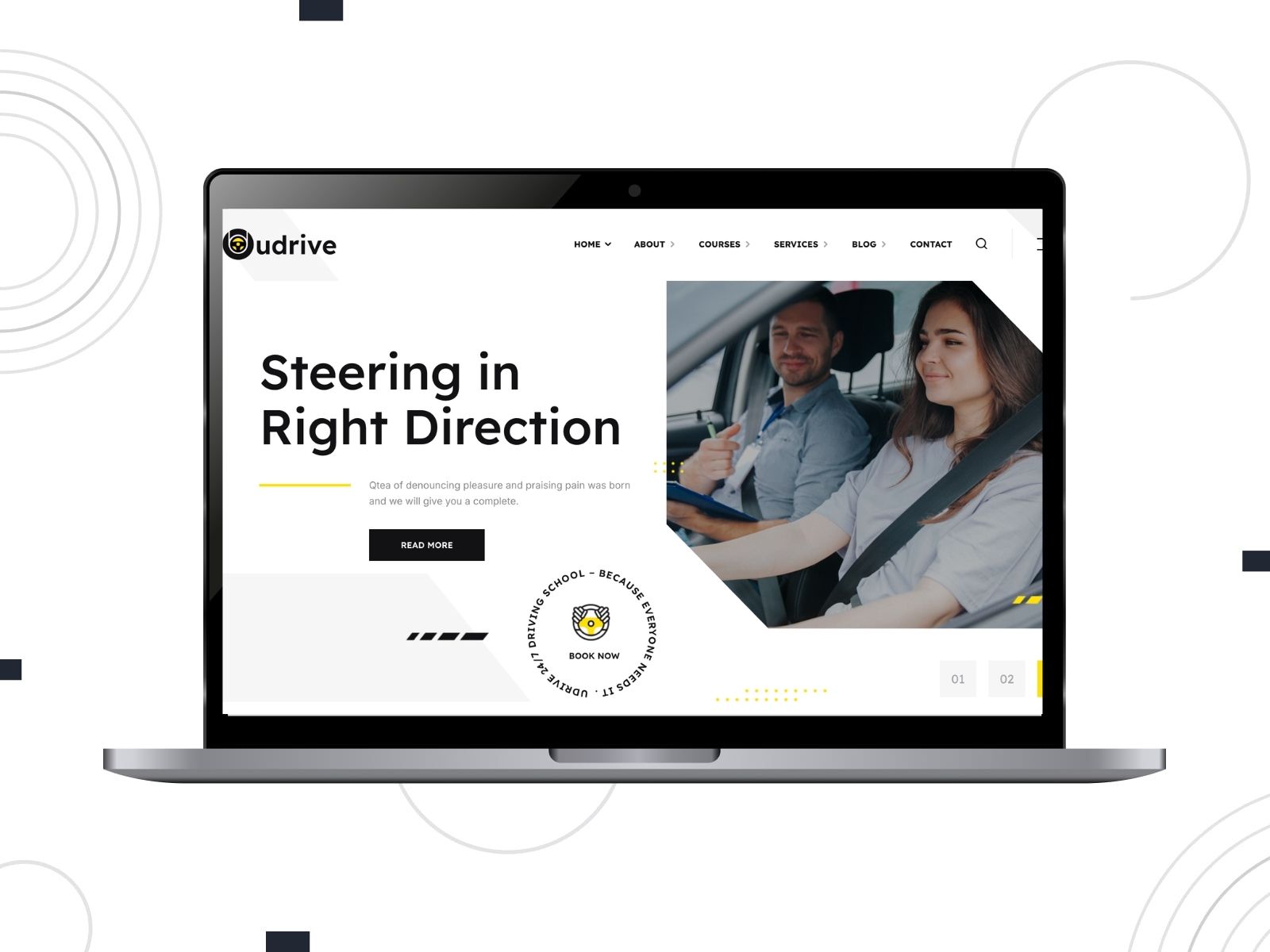 Collage of the udrive demo page on the desktop screen.