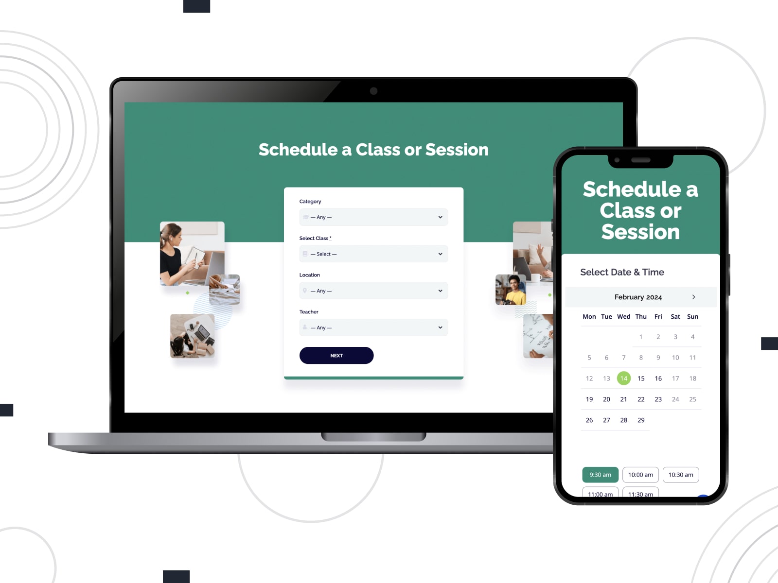 Photograph of Edme, one of the highly customizable appointment booking WordPress themes with an online lesson booking wizard.