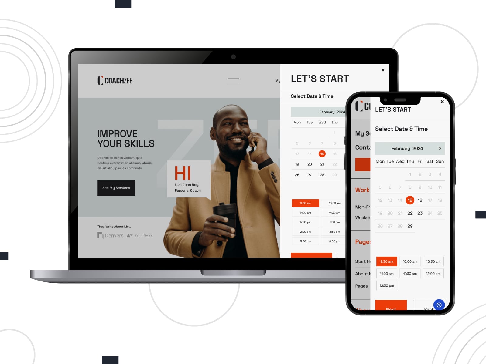 Representation of Coachzee, one of the user-friendly and reliable appointment booking WordPress themes designed for Gutenberg editor.