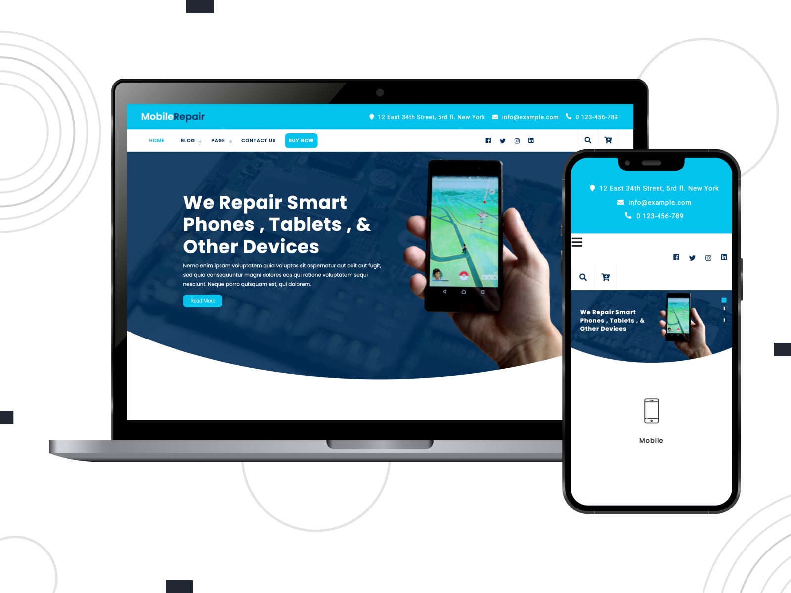 View of Mobile Repair Services, one of the free appointment booking WordPress themes offering 2 blog layouts for left and right sidebars.