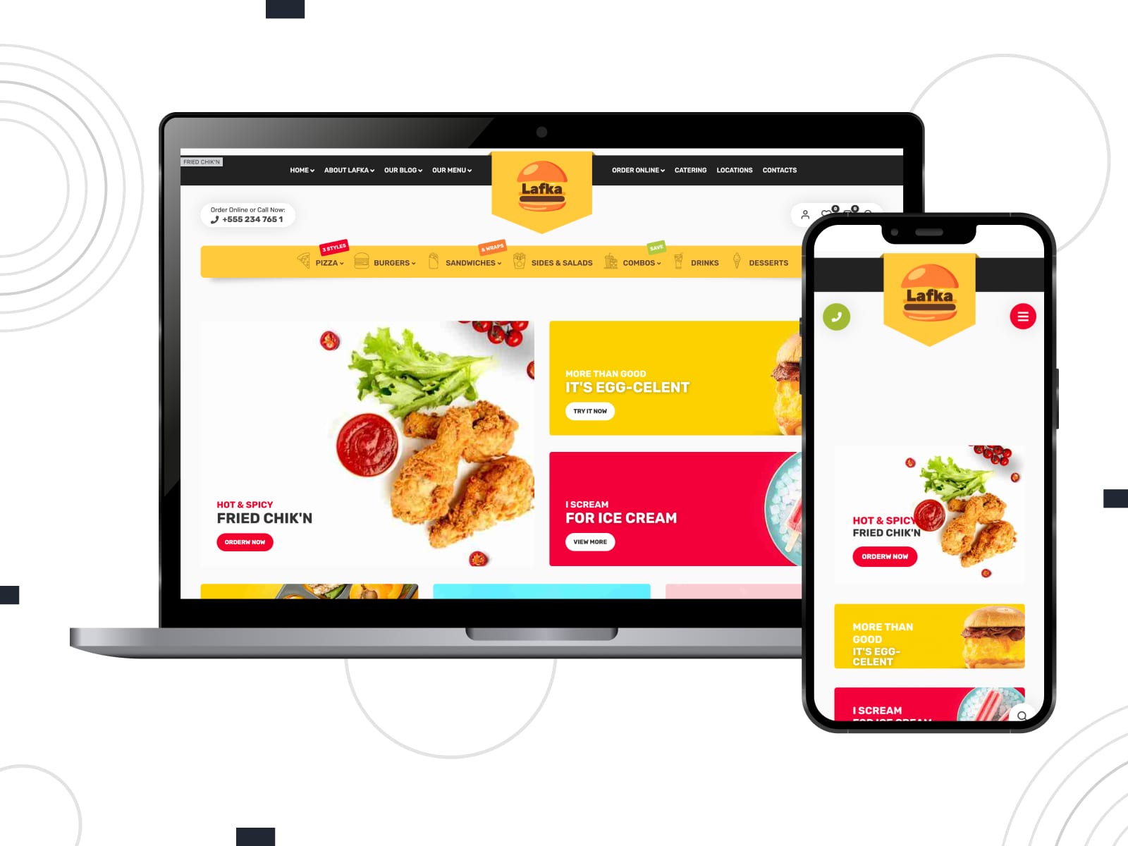 Representation of Lafka, a responsive eCommerce WordPress solution with 3 Blog variants.