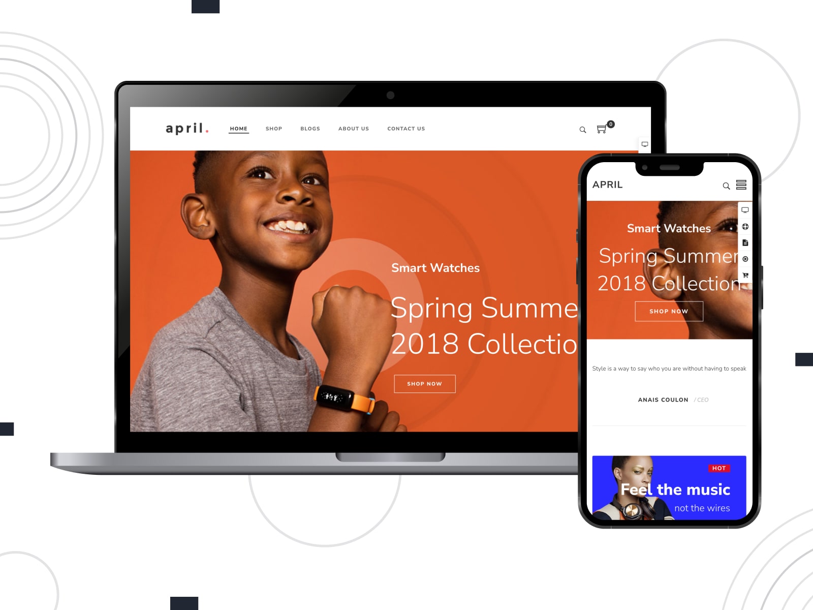Representation of April, one of the best premium WordPress eCommerce themes with 10 pre-designed demos.