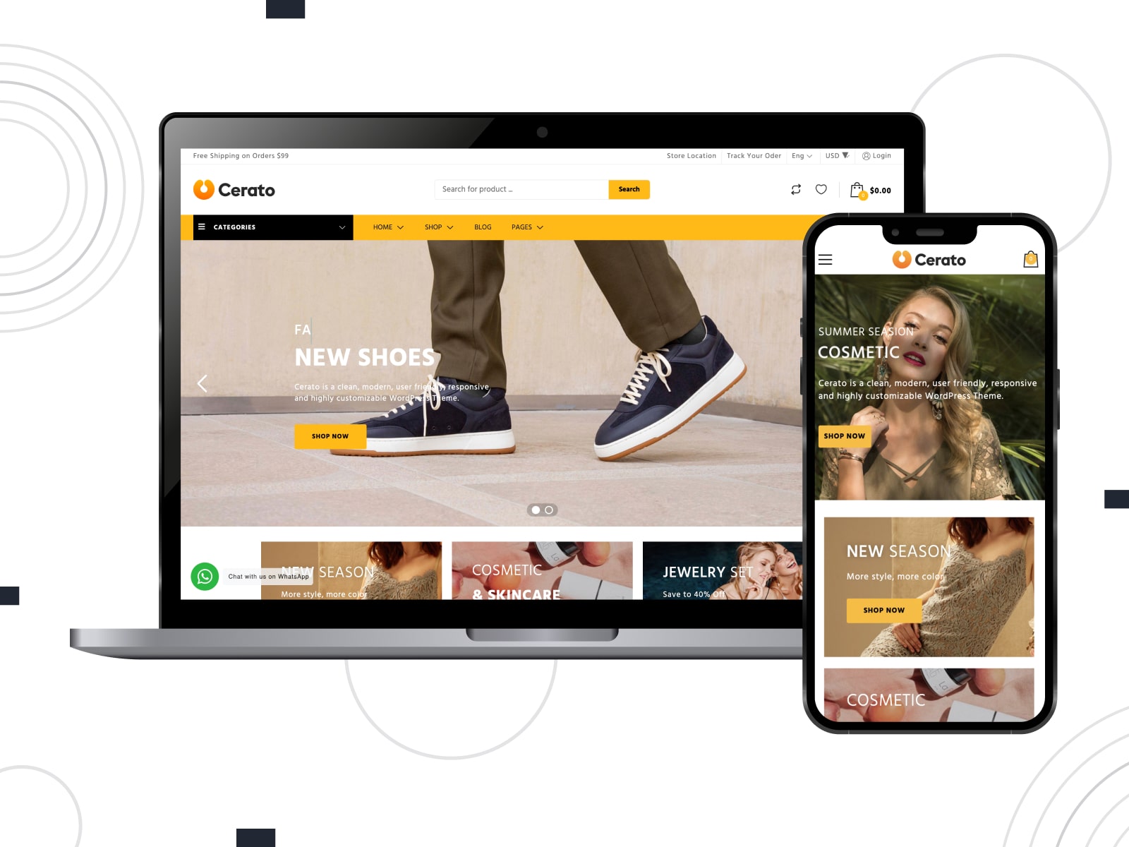 Portrait of Cerato, one of the best premium WordPress eCommerce themes with Ajax product filter.