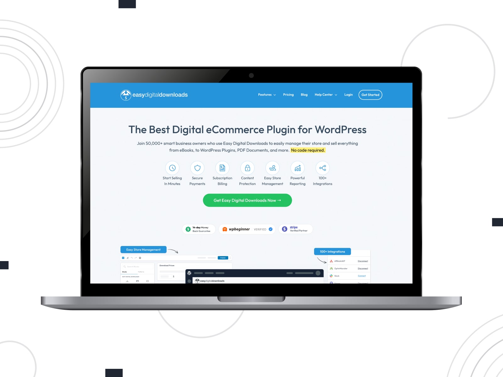 Picture of Easy Digital Downloads, a multifunctional WordPress plugin for eCommerce solutions with a diverse library of extensions.