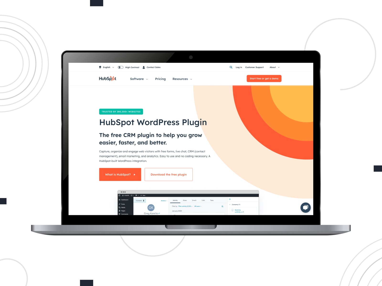 Photograph of HubSpot, a feature-rich WordPress plugin for versatile eCommerce themes with an analytics dashboard.