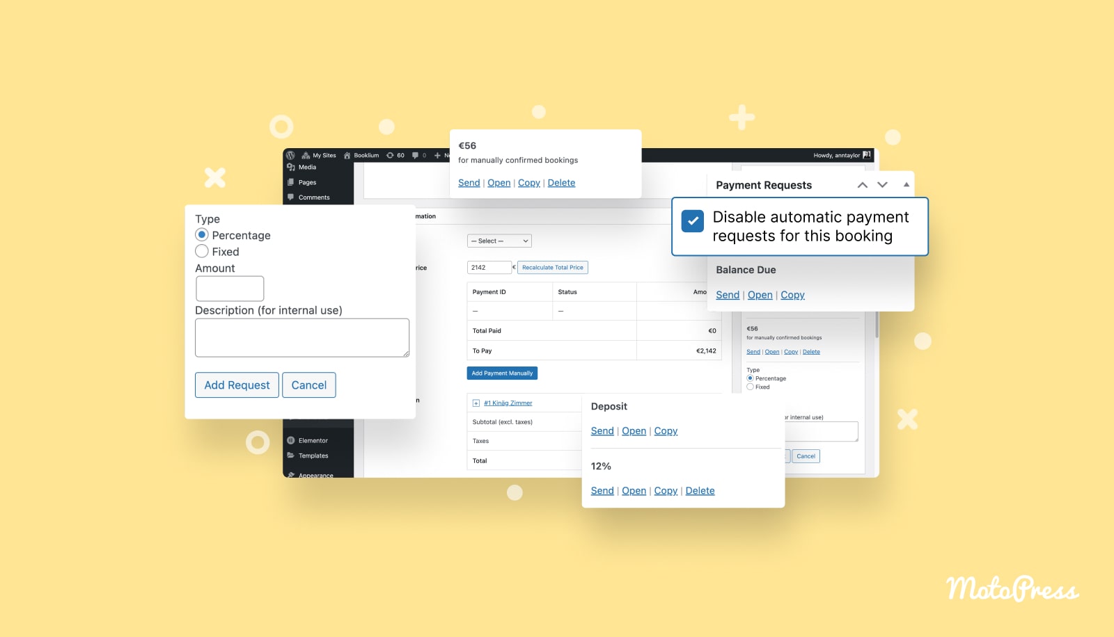 Request Any Custom Amount Upfront since Hotel Booking Payment Request ...