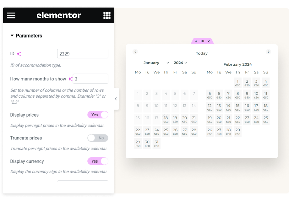 Elementor Availability Calendar