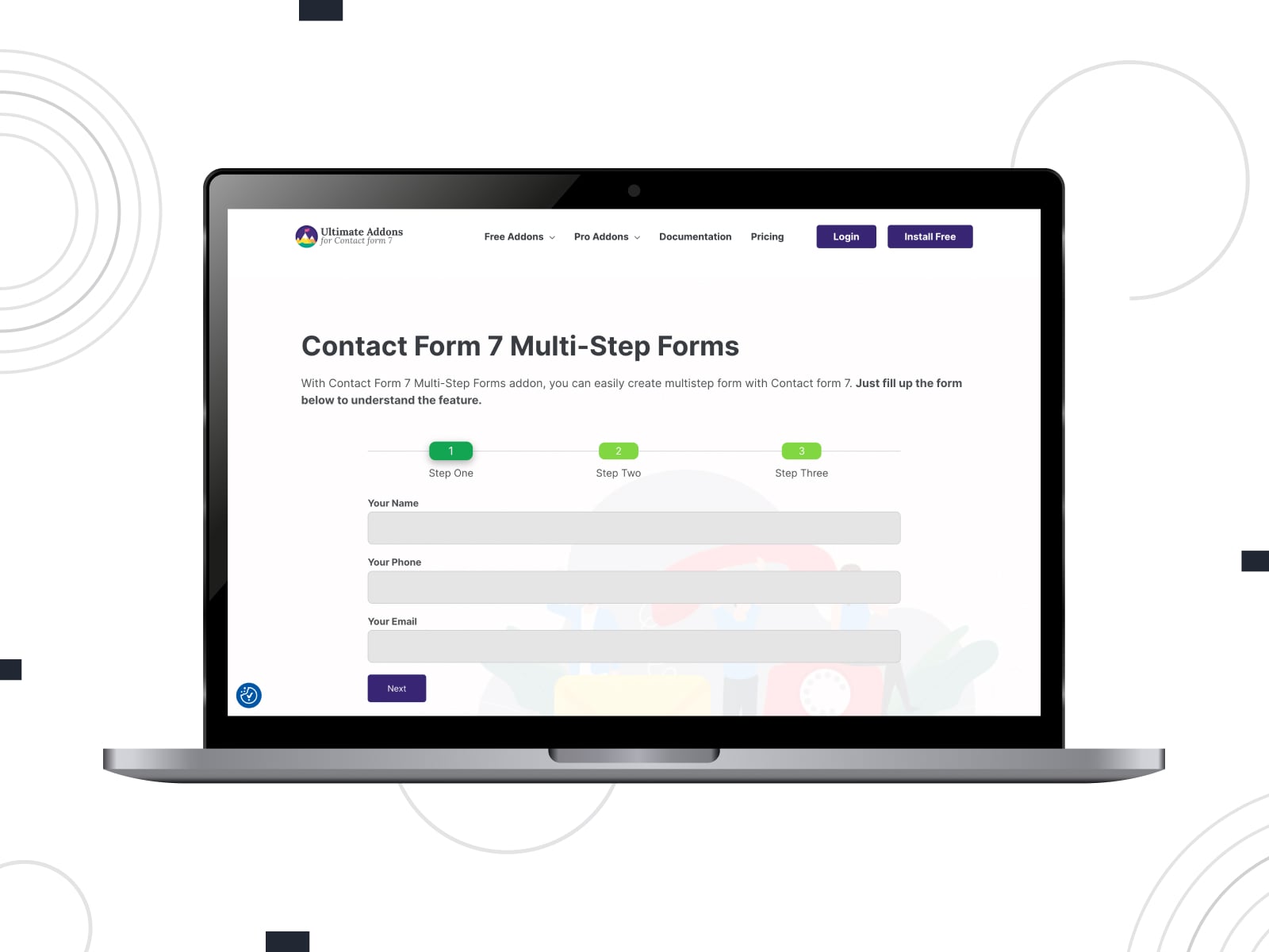 Graphic of Ultimate Addons for Contact Form 7, one of the best free WordPress form plugins with multiple useful features.