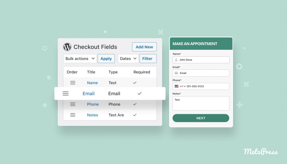 Checkout Fields Editor for Appointment Booking WordPress plugin.