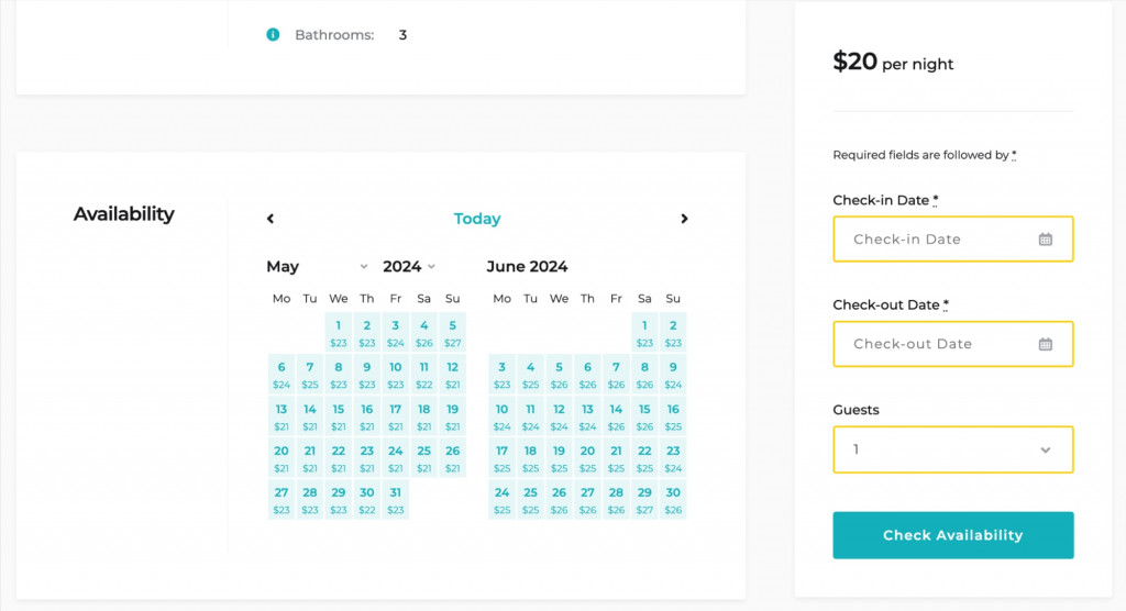 Hotel Rates Calender Hotel Booking PriceLabs - Hotel Booking Addons - MotoPress