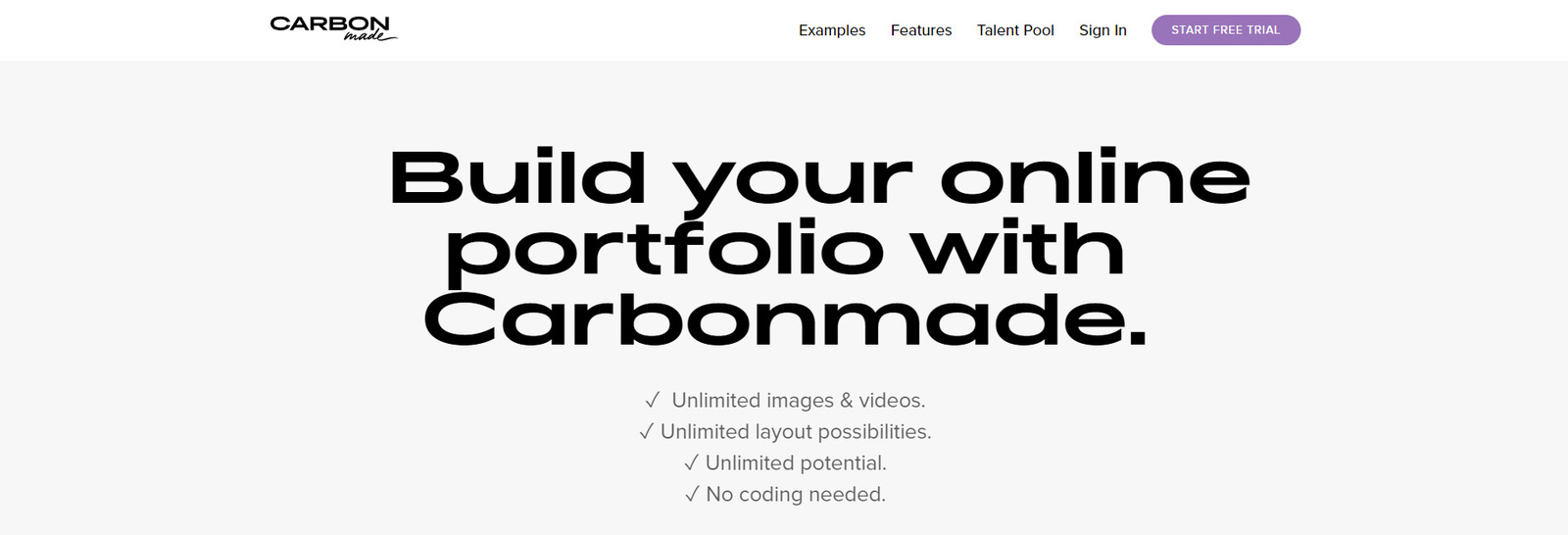 Representation ofCarbonmade, one of the best website builders for photographers.