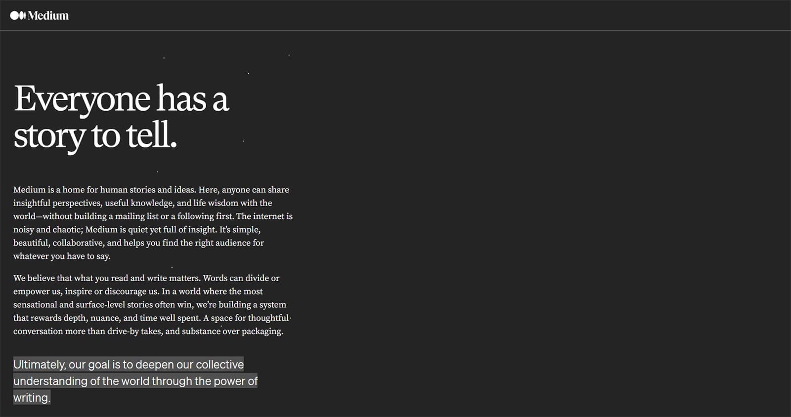 Photograph of Medium, one of the best blog websites for modern authors.