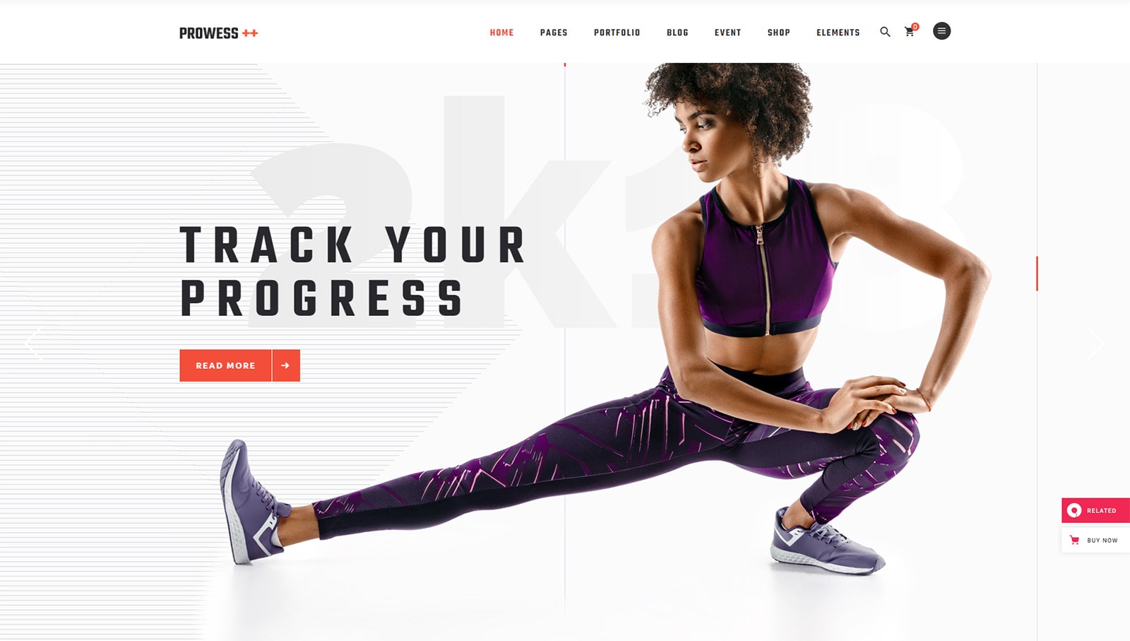 Representation of Prowess, a WordPress theme offering an elegant gym website design.
