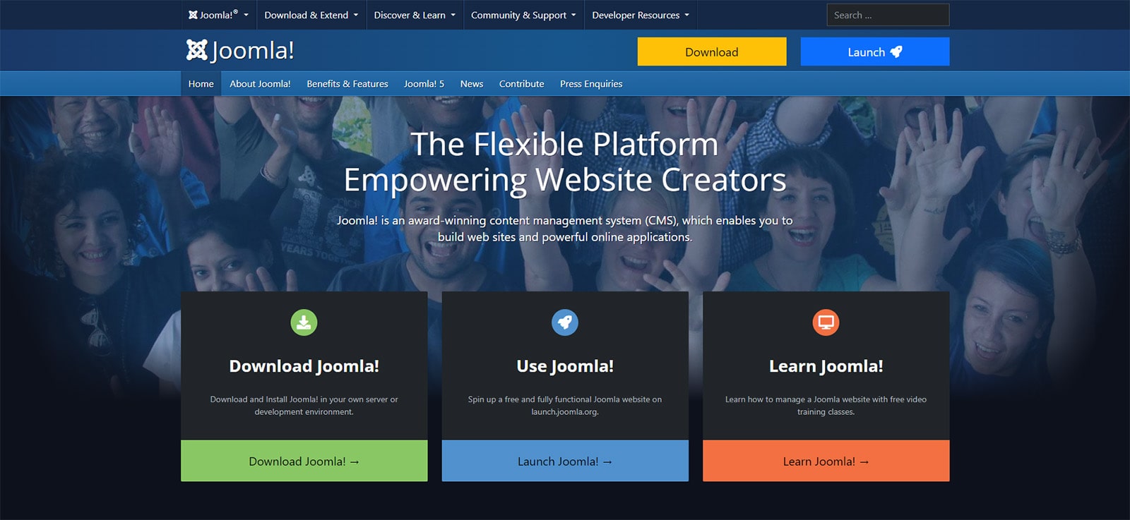 Portrait of Joomla!, one of the best blog websites for creating content-rich articles.