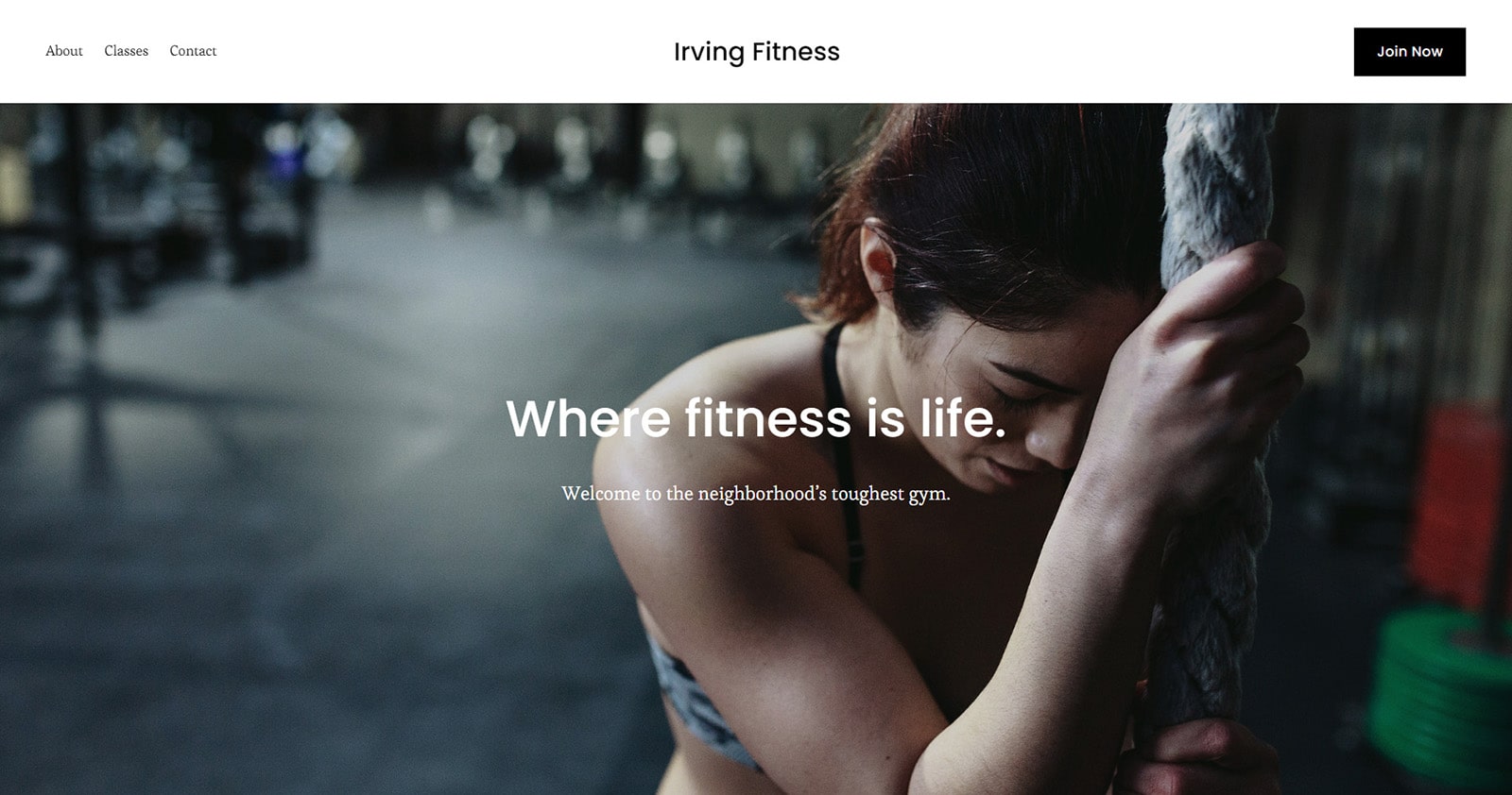 Picture of Irving, a Squarespace template offering a feature-rich gym website design.