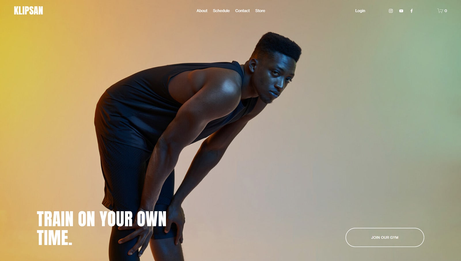 View of Klipsan, a Squarespace template offering a robust gym website design.