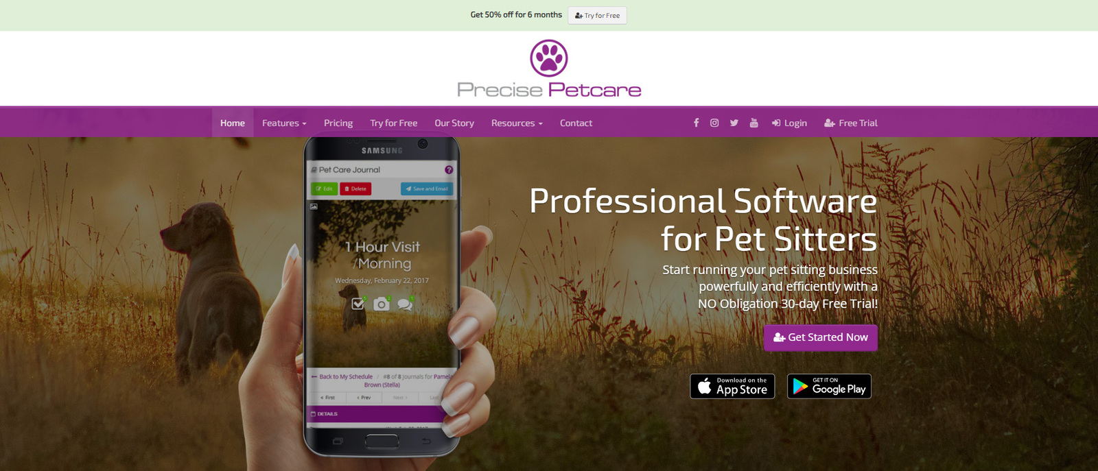 Image of Precise Petcare, one of the best pet care software options for pet walkers.