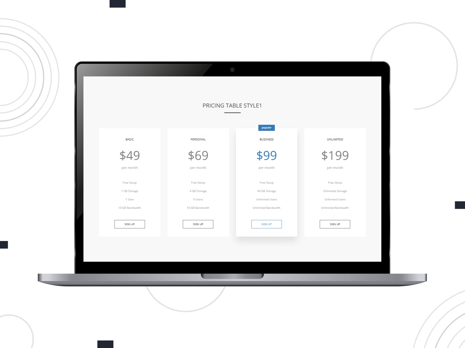 Graphic of Pricing Tables for WPBakery Page Builder, one of the popular WordPress pricing table plugins with multiple customization options.