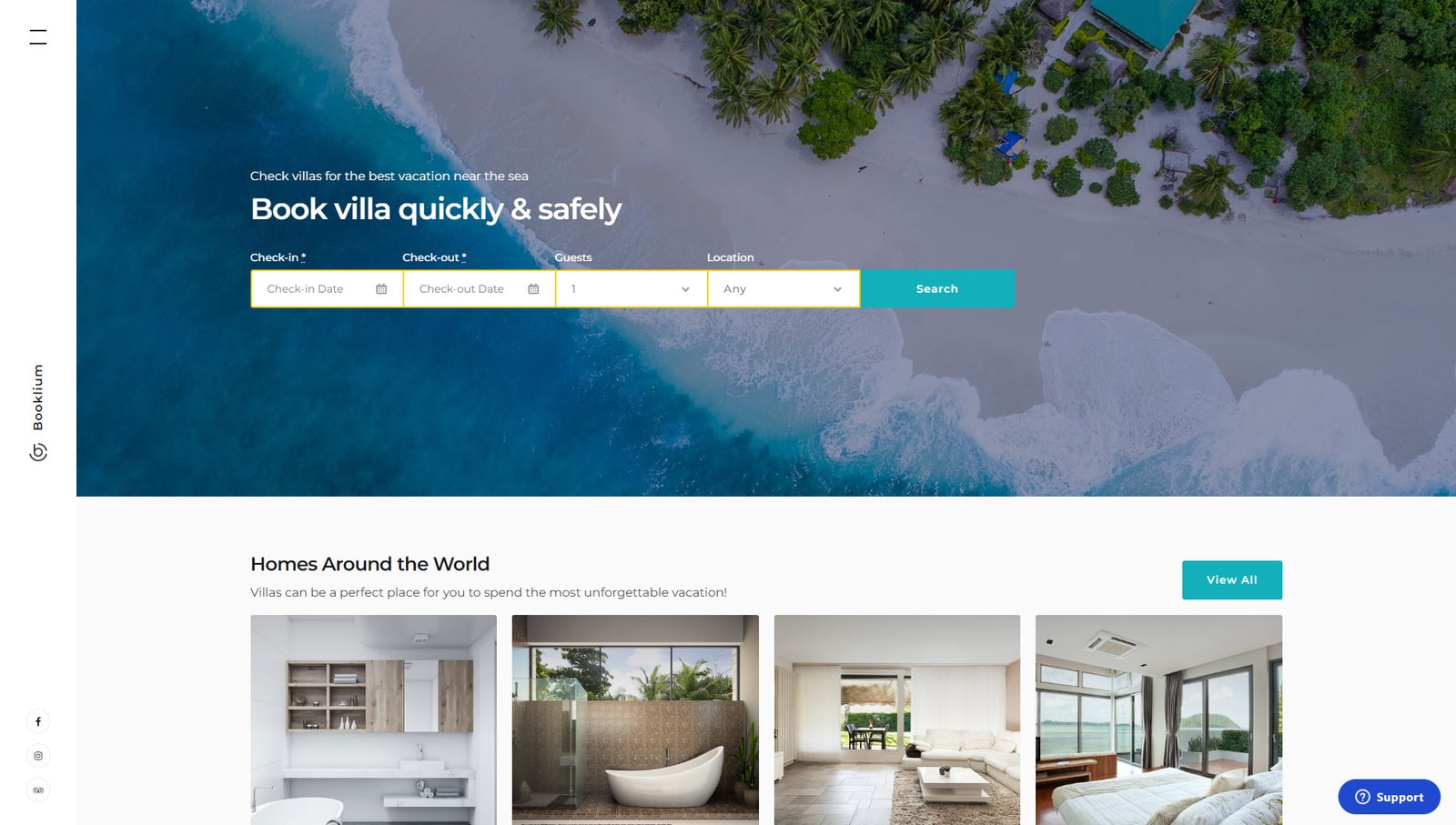 Picture of Booklium, a responsive theme serving as one of WordPress real estate website examples with 5+ ready-made homepage layouts.