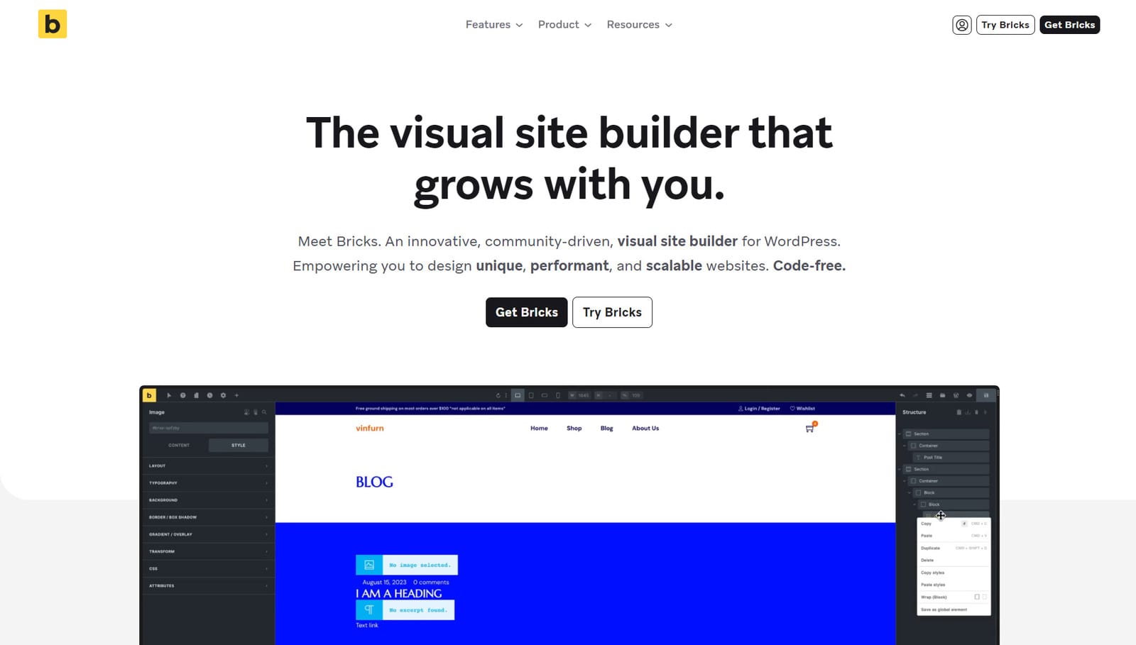 Graphic of Bricks Builder website.