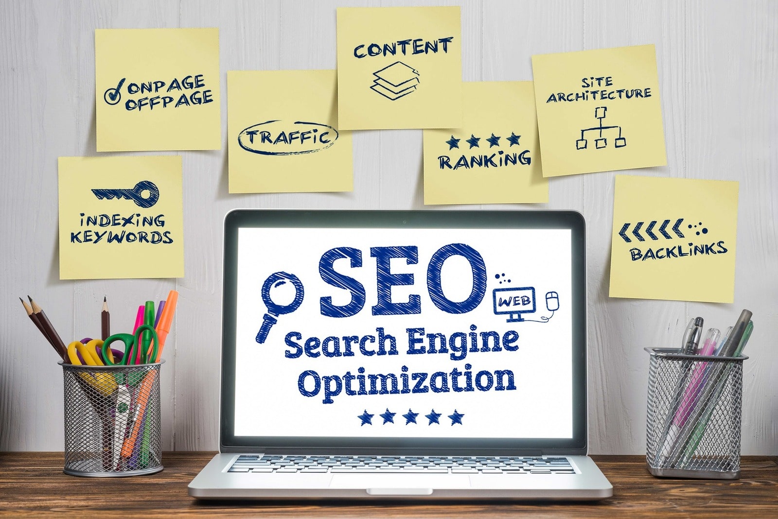 Photo of terms related to search engine optimization.