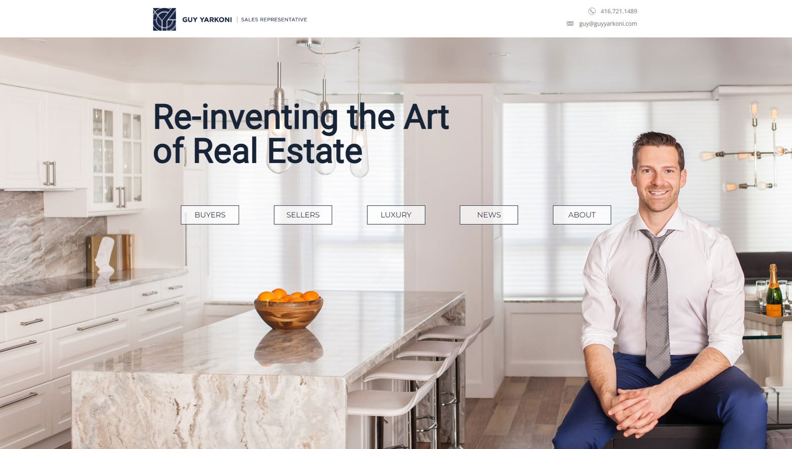 Visual of Guy Yarkoni, a website for a real estate broker with responsive page layouts with a sidebar.