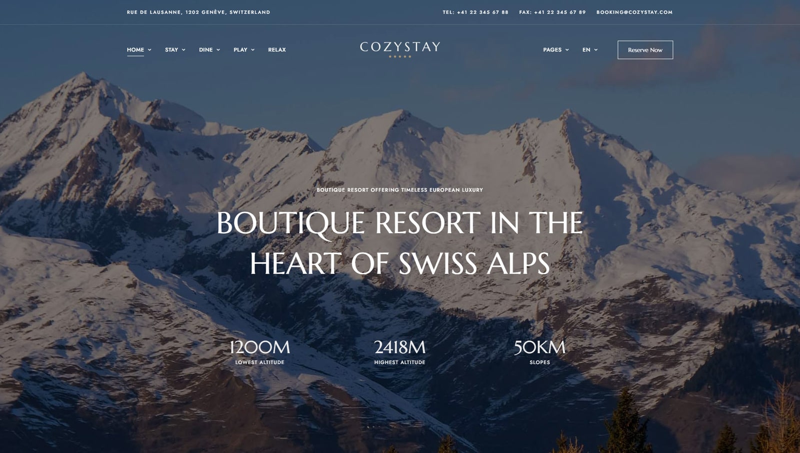 Picture of CozyStay, a hotel website design example with over 120 pre-designed UI elements.