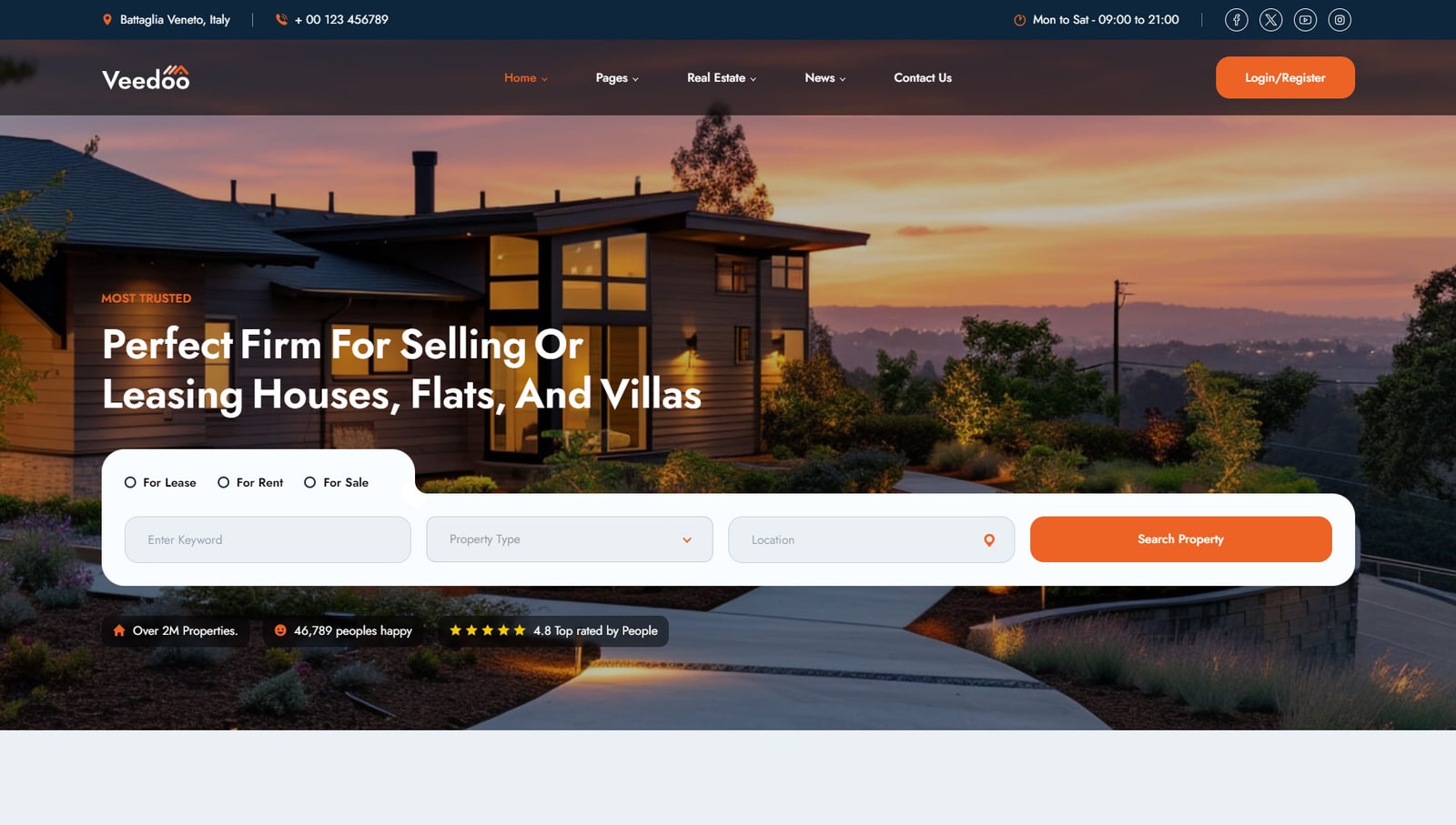 Photograph of Vedoo, a creative real estate WordPress theme with 4 blog design options.