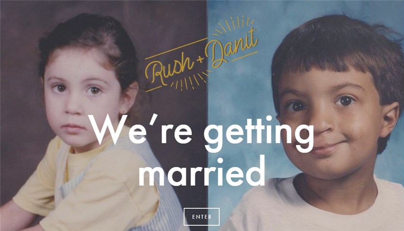 Screenshot of the Rush and Danit website with childhood photos and names.