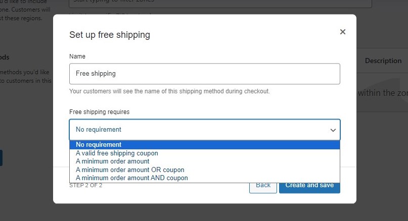 Screenshot of the Free Shipping method.