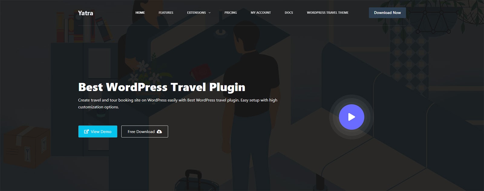 Graphic of Yatra, a flexible tour booking plugin for WordPress with unlimited tours & itineraries.