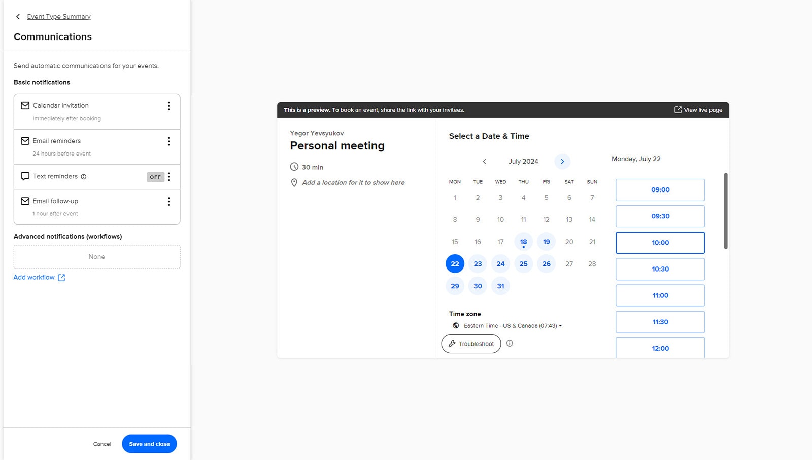 Representation of Calendly, its calendar view and email notifications accessible to all users as a part of Acuity Scheduling vs Calendly comparison.