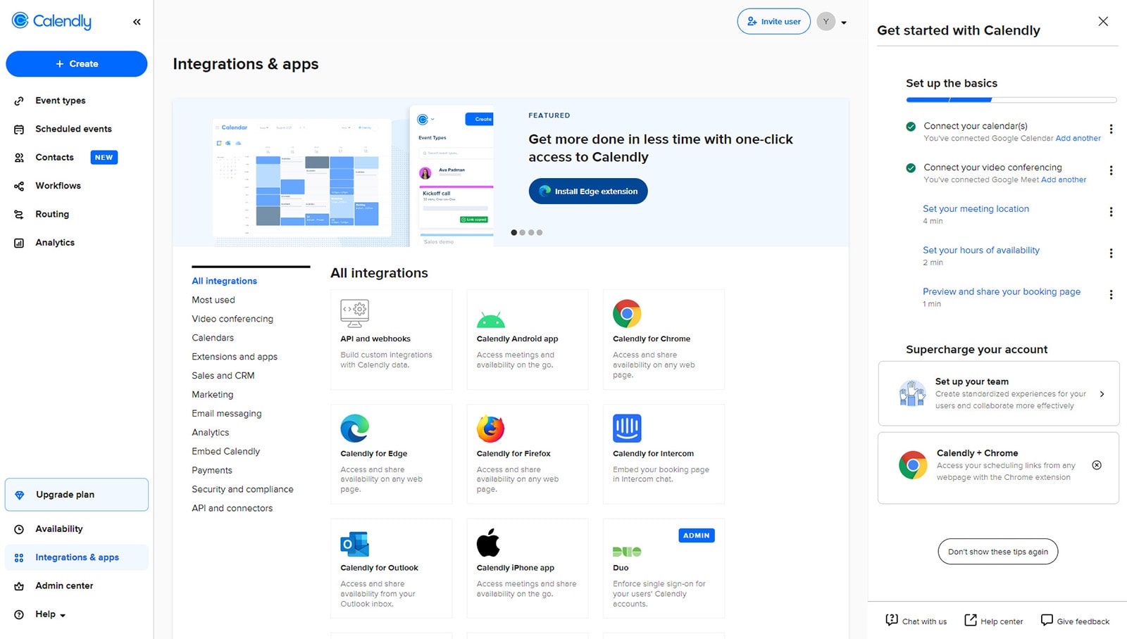 Image of third-party integrations supported by Calendly.