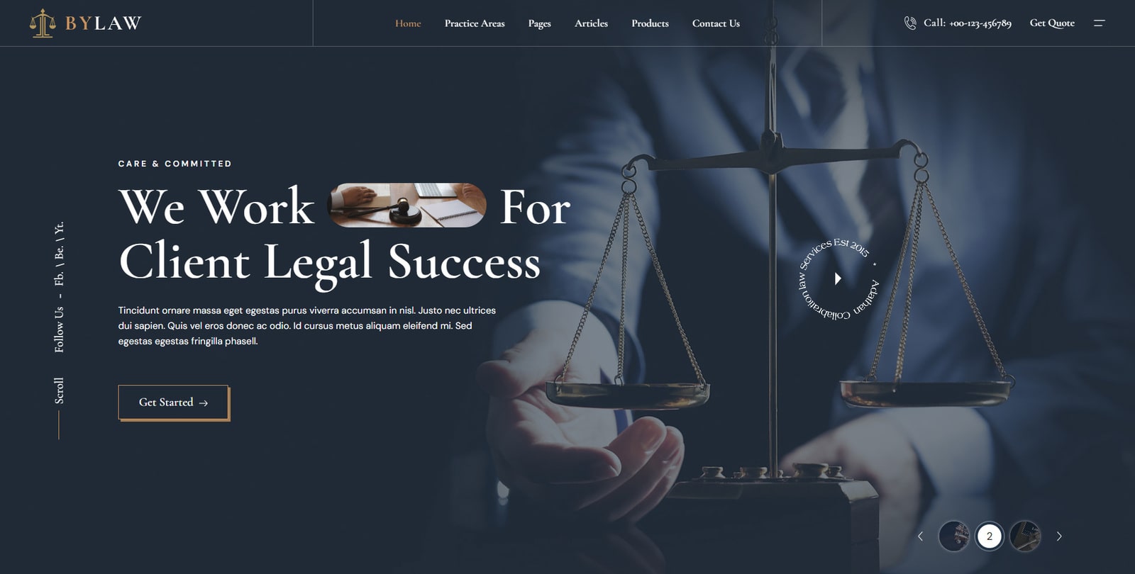 Representation of ByLaw, one of the best lawyer WordPress themes with outstanding customization tools.