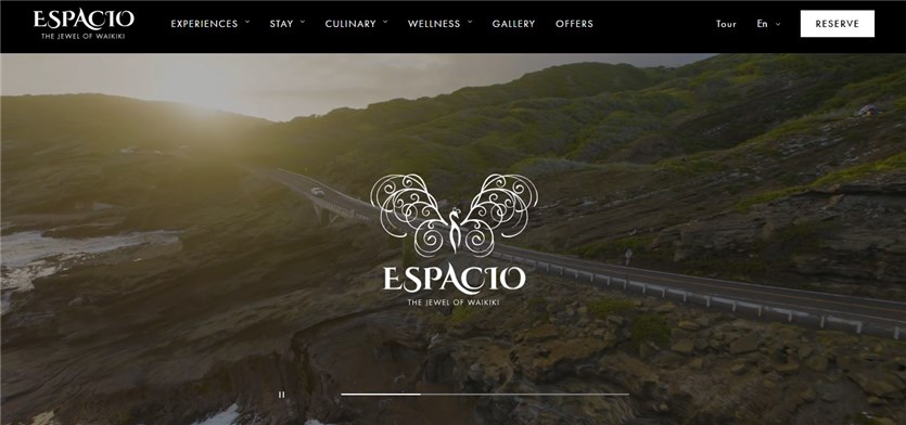 Screenshot of the Espacio Waikiki hotels website.