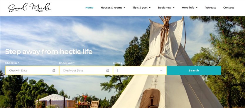 Screenshot of the Good Muda website based on the Booklium theme.