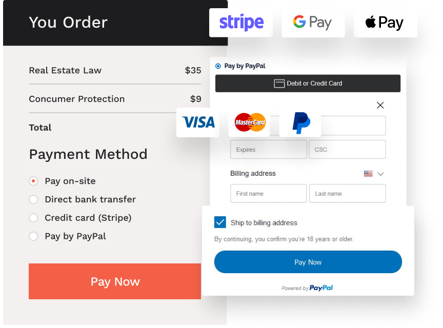 Accept Upfront Payments with Stripe, PayPal, Klarna, Square & More