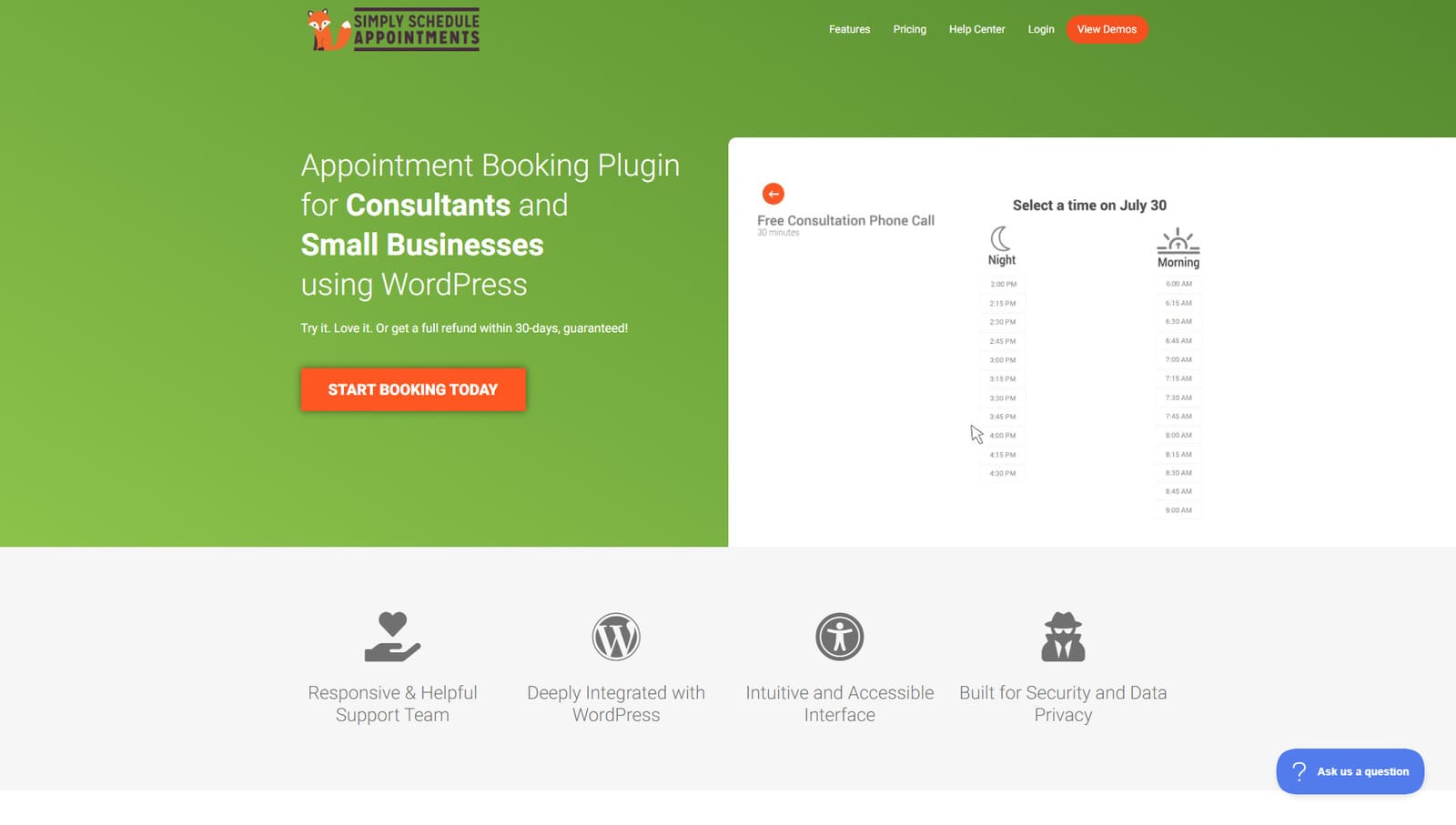 Picture of Simply Schedule Appointments, a flexible and modern scheduling plugin for WordPress.