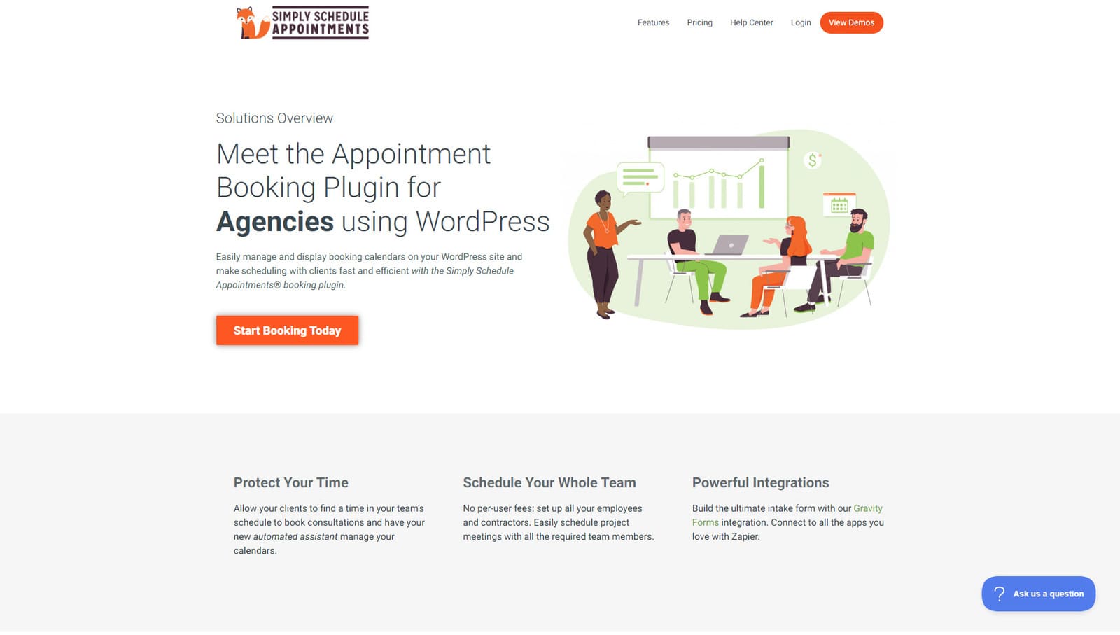 Figure of various benefits provided by the Simply Schedule Appointments WordPress plugin.