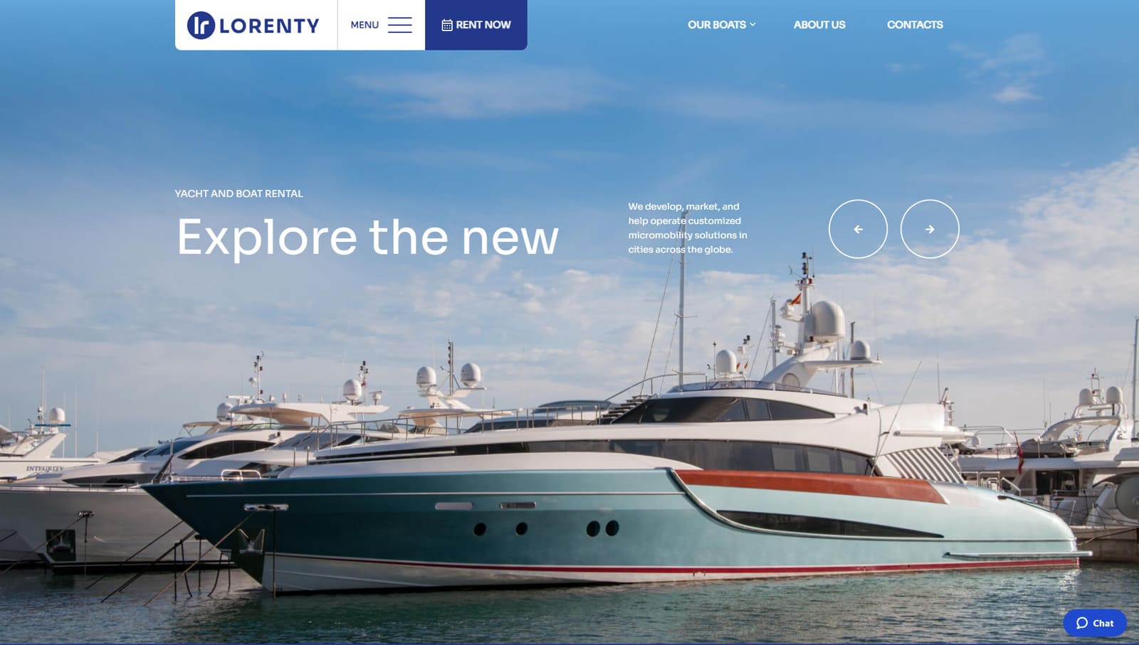 Picture of the Lorenty WordPress theme for your boat rental website.