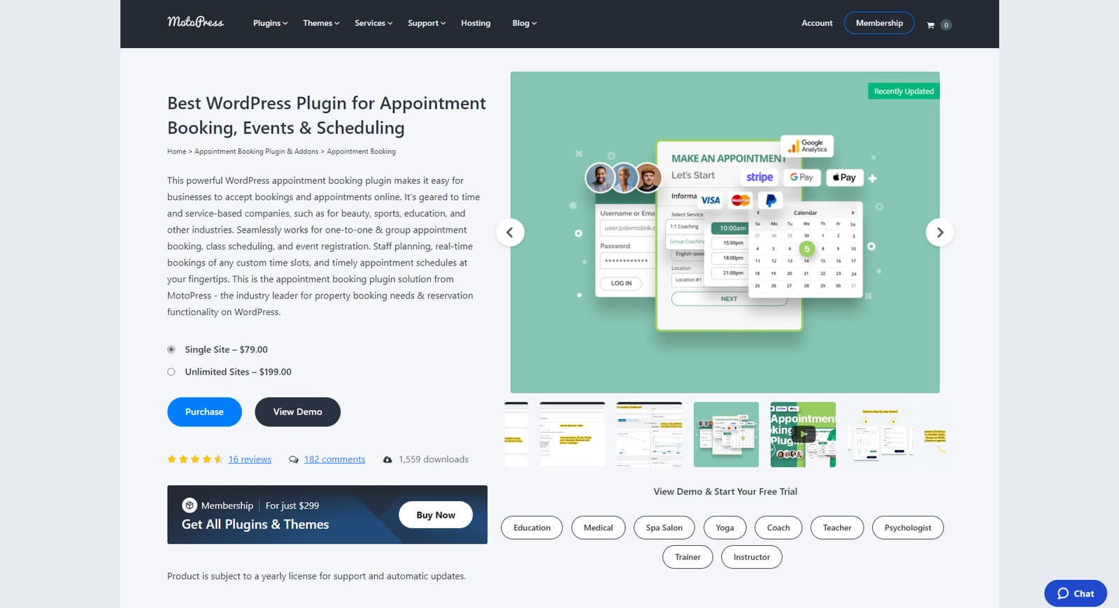 Snapshot of Appointment Booking plugin used when you need to know how to rent out your boat.