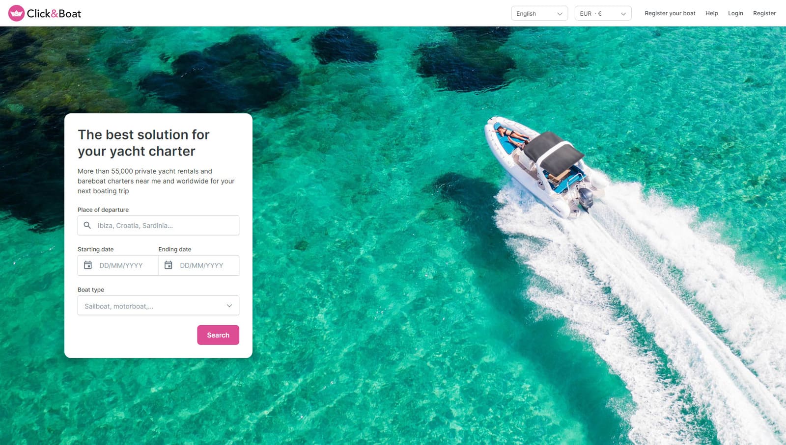 Representation of Click & Boat, an online boat rental service used when you need to know how to rent out your boat.