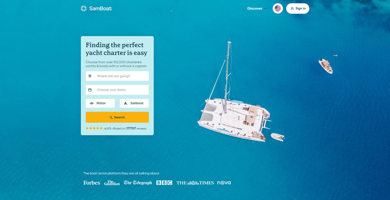 Visual of SamBoat, an accessible website used when you need to know how to rent out your boat.