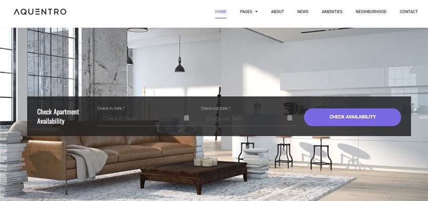 Screenshot of the Aquentro single property WordPress theme.