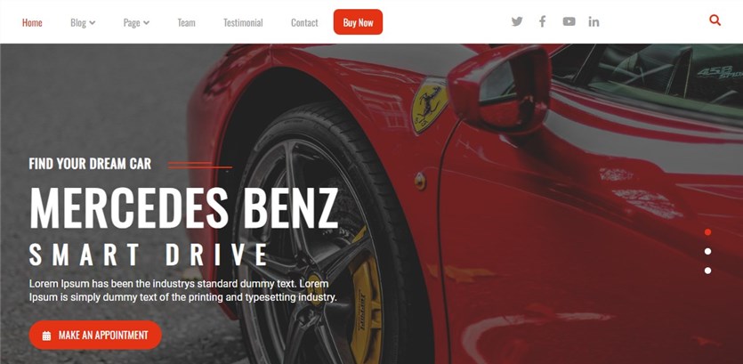 Screenshot of the Automobile Hub free demo page.