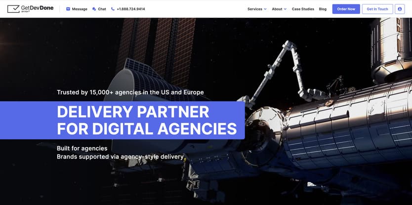 Screenshot of GetDevDone agency homepage.