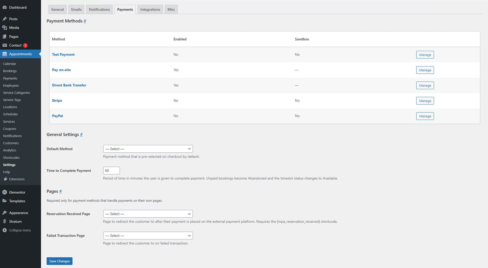 Illustration of payment methods supported by the Appointment Booking plugin.