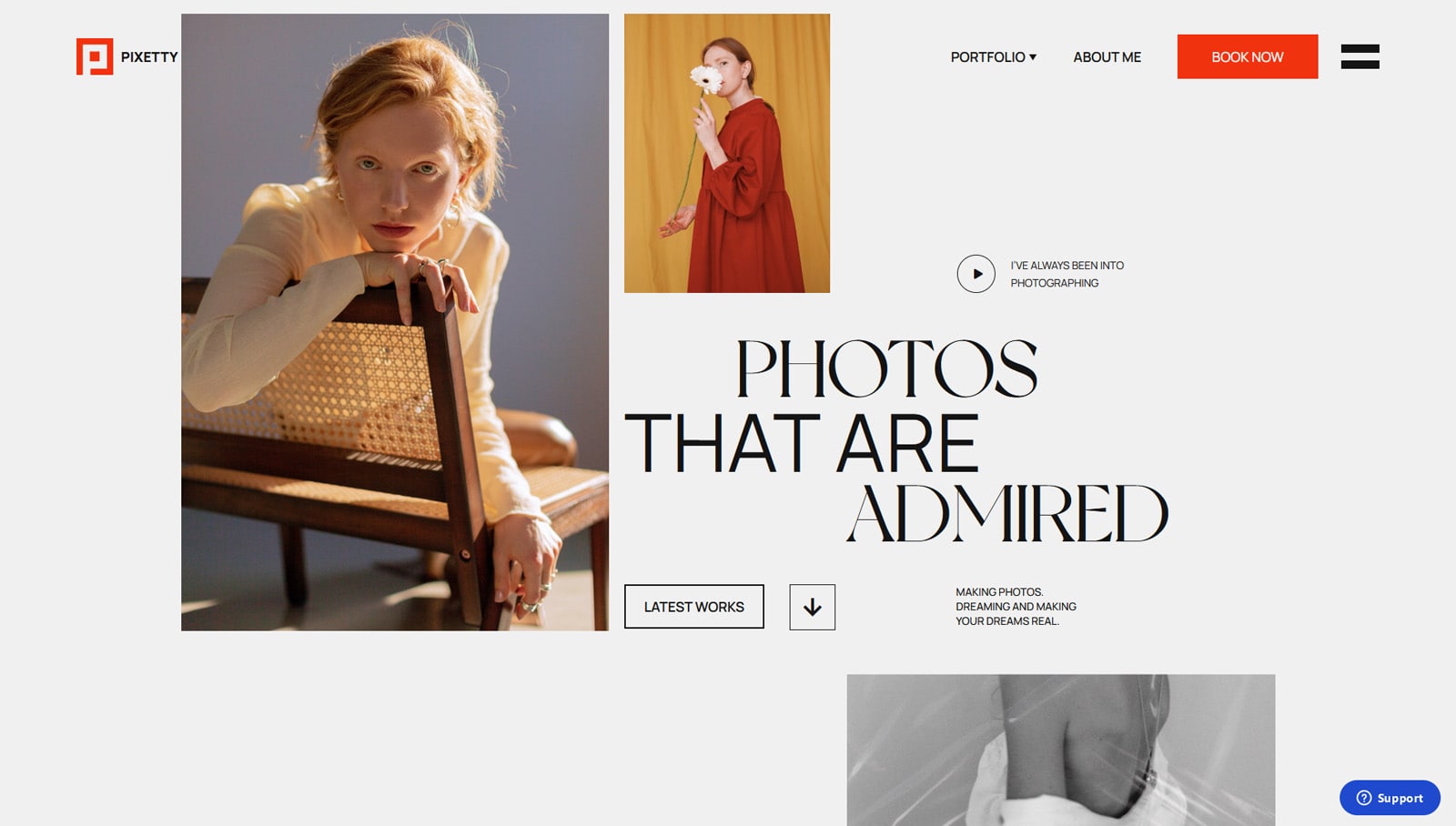 Picture of Pixetty, one of premium portfolio website templates with 2 portfolio layouts.